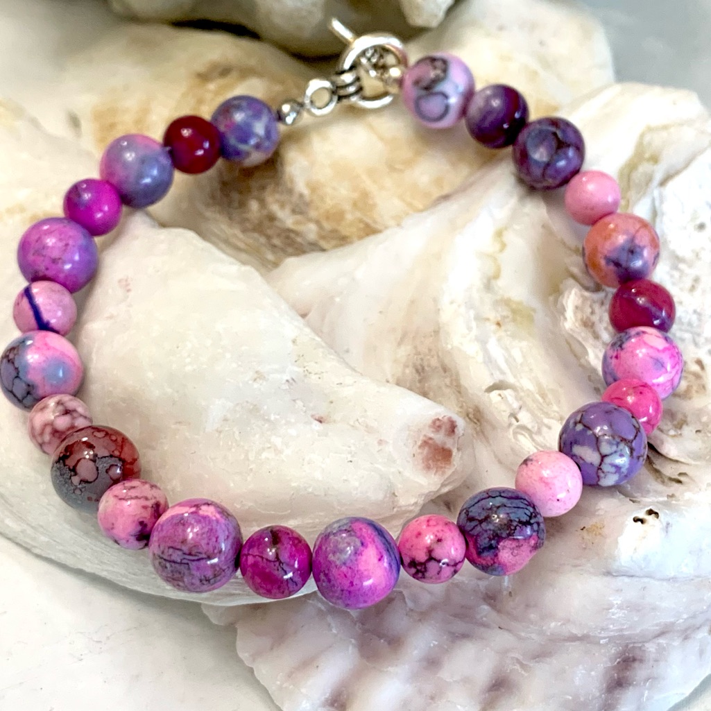 Pink & Purple Swirled Agate Bracelet